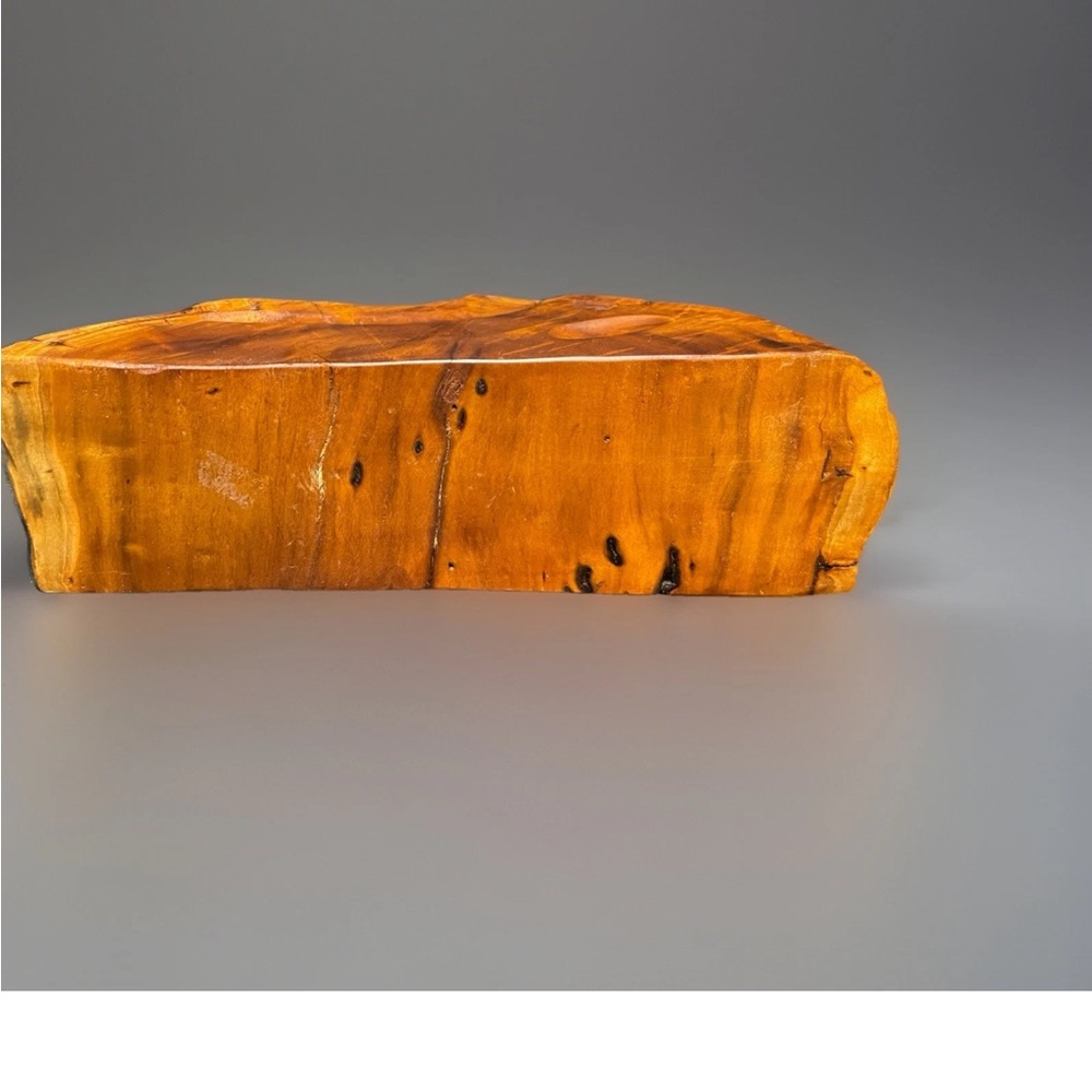 Rustic Live Edge Handcrafted from Burl Wood Candle Holder 10inWx3.5inH - Picture 6 of 6